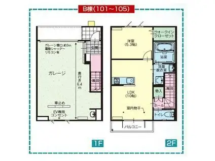ルジュエ(1LDK/1階)の間取り写真