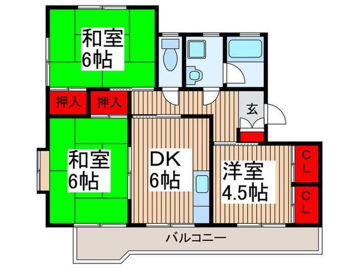 ライフマンション(3DK/3階)の間取り写真