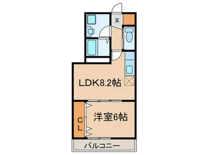 フェリーチェ原町(1LDK/2階)の間取り写真