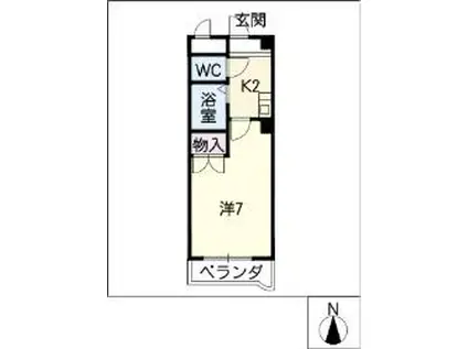 プリオールK(1K/5階)の間取り写真