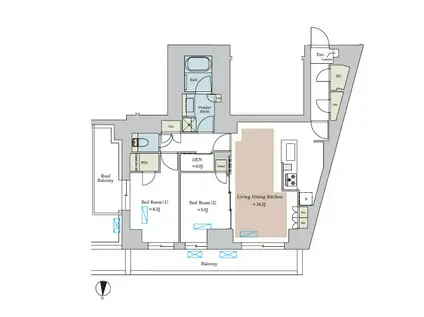 BRILLIA IST 池尻大橋(2SLDK/7階)の間取り写真