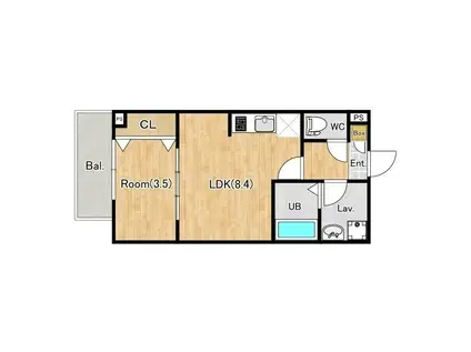 ジーメゾン春日部千間(1LDK/1階)の間取り写真