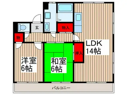リーベンスハイム大宮(2LDK/6階)の間取り写真