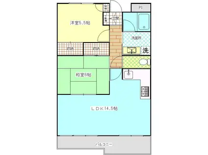 キャトルセゾン鎌倉(2LDK/1階)の間取り写真