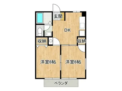グリーンヒルズなかのIII(2DK/2階)の間取り写真