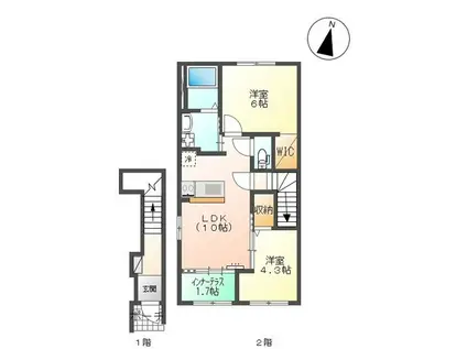 スターテラスII稲岡町(2LDK/2階)の間取り写真