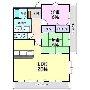 アップルコート(2LDK/2階)の間取り写真