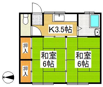 うめみつ第3ハイツ(2DK/2階)の間取り写真