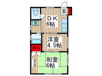 ハウス竹村(2DK/2階)の間取り写真