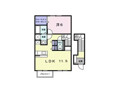 アヴニ-ルKA(1LDK/2階)の間取り写真