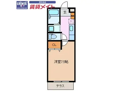 サクシード栗真(1K/1階)の間取り写真