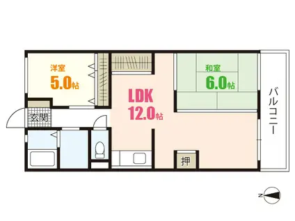 メゾン荒木(2LDK/2階)の間取り写真