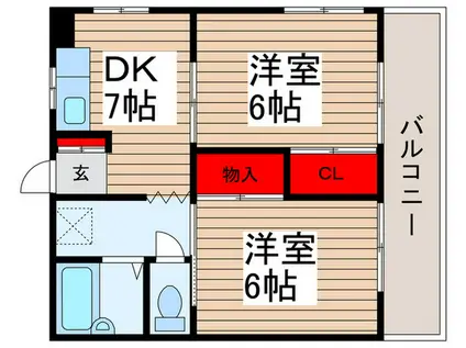 ハイツみのり(2DK/3階)の間取り写真