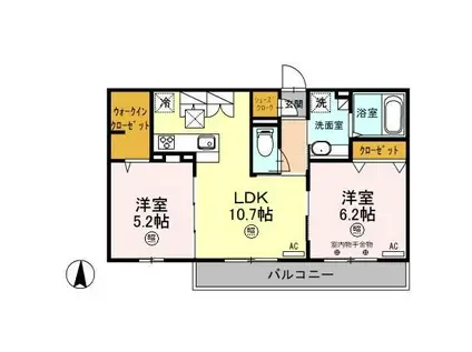 ロイジェントパークス レイクタウン III O(2LDK/1階)の間取り写真