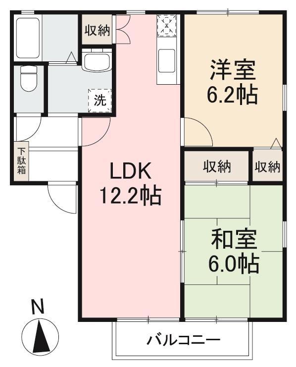 フォブール札場A・B(2LDK/1階)の間取り写真