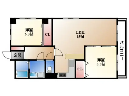 MS GLOBAL PORT II(2LDK/3階)の間取り写真