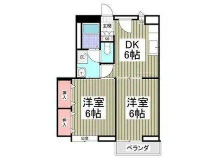 モダンピープルA棟(2DK/1階)の間取り写真