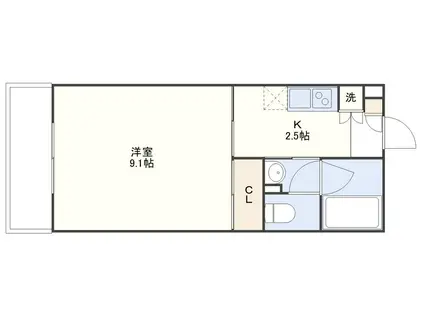 アーバス花丘(1K/2階)の間取り写真