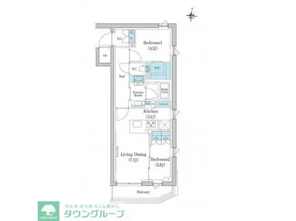 スタイリオ池上サウス(2LDK/4階)の間取り写真