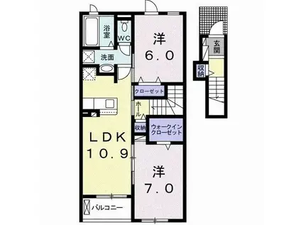 ポルトボヌールI(2LDK/2階)の間取り写真