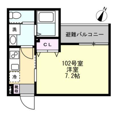 ベイルームコート辻堂(1K/1階)の間取り写真