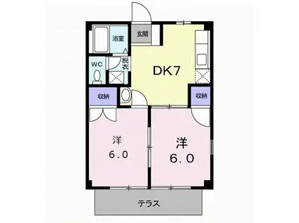 サンシャインコートIII(2DK/1階)の間取り写真