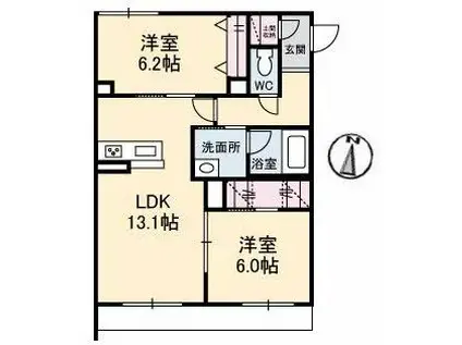 グラン クレール(2LDK/1階)の間取り写真