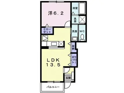 リヴァーパークII C(1LDK/1階)の間取り写真