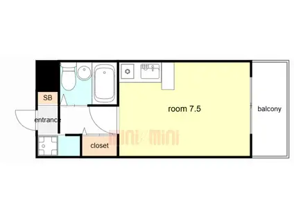 クレスト夙川(ワンルーム/1階)の間取り写真