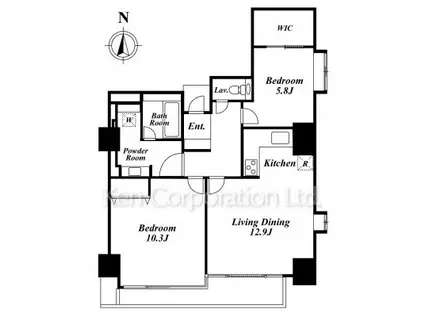 品川プリンスレジデンス(2LDK/2階)の間取り写真