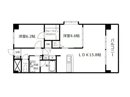 アイカーサル八幡(2LDK/4階)の間取り写真