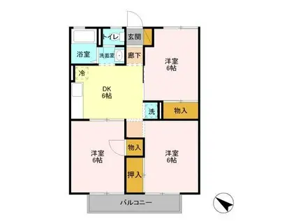 ネオシティ中島A(3DK/1階)の間取り写真