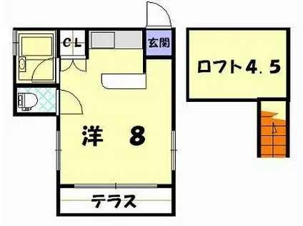長崎大学医学部・ハイツ(ワンルーム/2階)の間取り写真