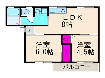 ブルーハイツ(2LDK/2階)の間取り写真
