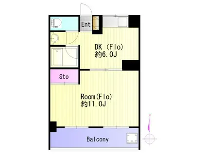 カネヨハイツ(1DK/2階)の間取り写真