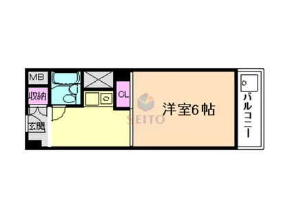 シャンブルヴィラ(1K/4階)の間取り写真