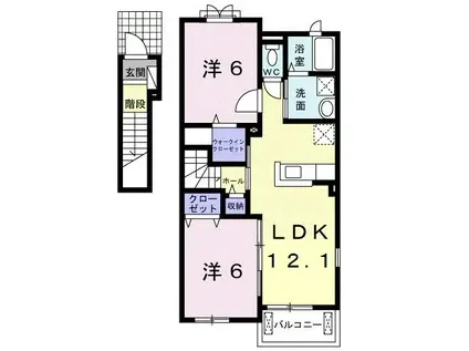 ヴェルソー有本III(2LDK/2階)の間取り写真