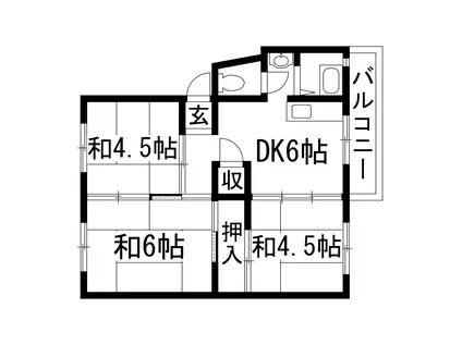 伊丹鴻池6B号棟(3DK/3階)の間取り写真