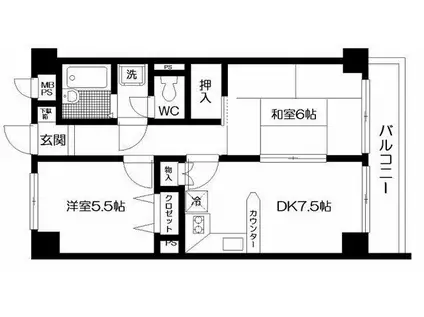 日神パレス立川(2DK/3階)の間取り写真