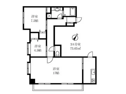 シノン原町(2LDK/3階)の間取り写真