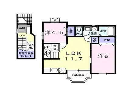 メロディーハイム横入川A(2LDK/2階)の間取り写真