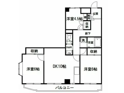 グリーンヒル櫛引(3DK/4階)の間取り写真