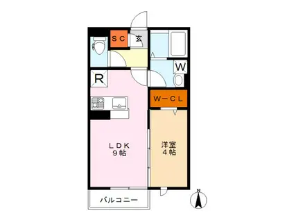 ドエルS・NIII(1LDK/1階)の間取り写真