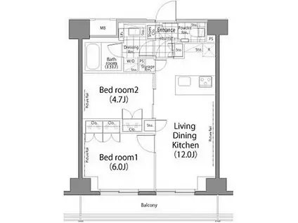 パークハビオ秋葉原(2LDK/8階)の間取り写真