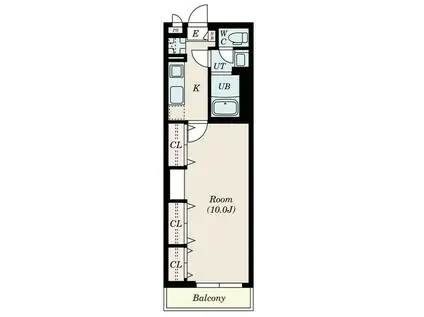 リュクス北仙台(1K/2階)の間取り写真