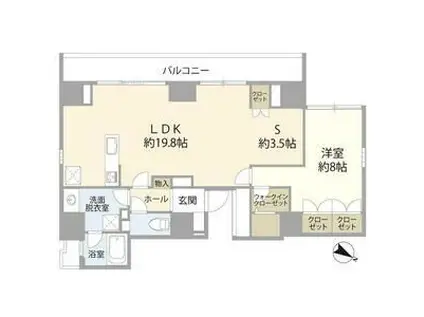 MODERNO TORRE SHO-TO(1SLDK/9階)の間取り写真