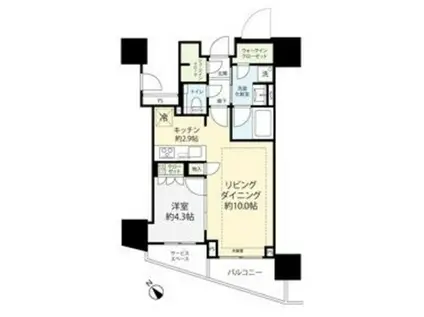 プラウドタワー相模大野クロス(1LDK/29階)の間取り写真