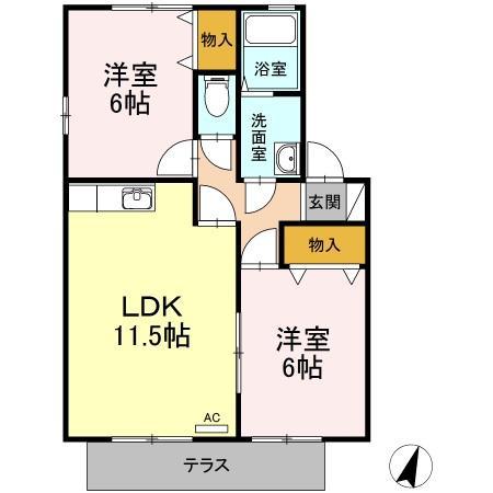 エクセレントII(2LDK/2階)の間取り写真