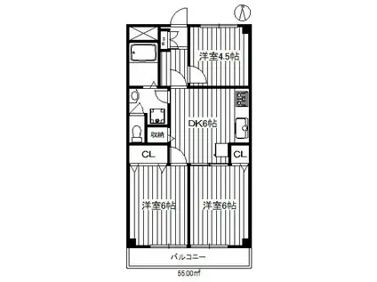 第3内田マンション(3DK/1階)の間取り写真