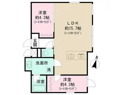 ベラ・カーサ大岡山(2LDK/2階)の間取り写真